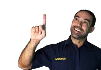 Tommy from SolarRun Maroubra, smiling and pointing up